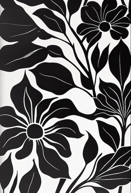 a close up of a black and white flower design on a wall generative ai