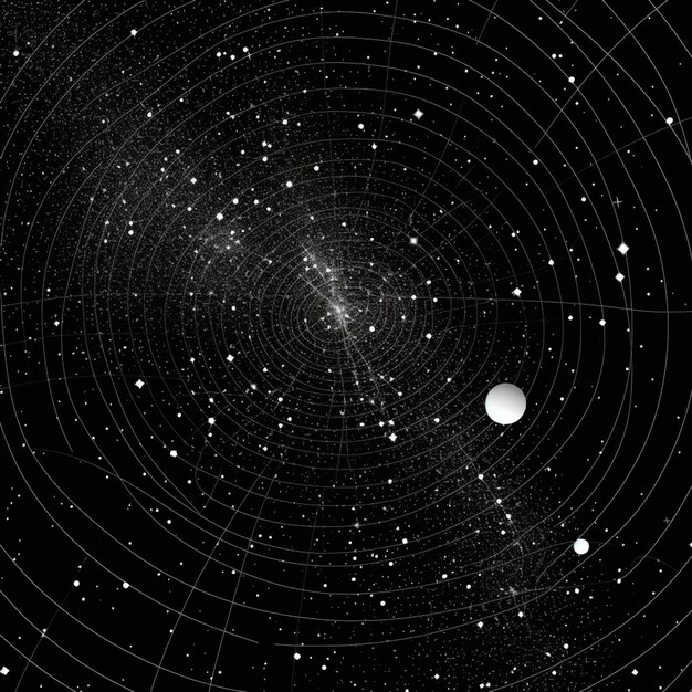 a close up of a black and white image of a star field generative ai