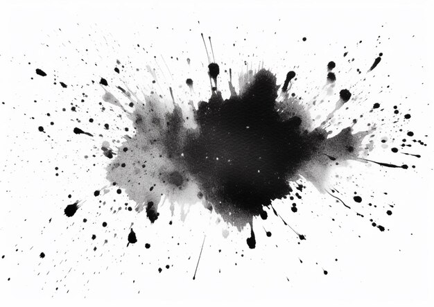 Photo a close up of a black and white ink splatter on a white background generative ai