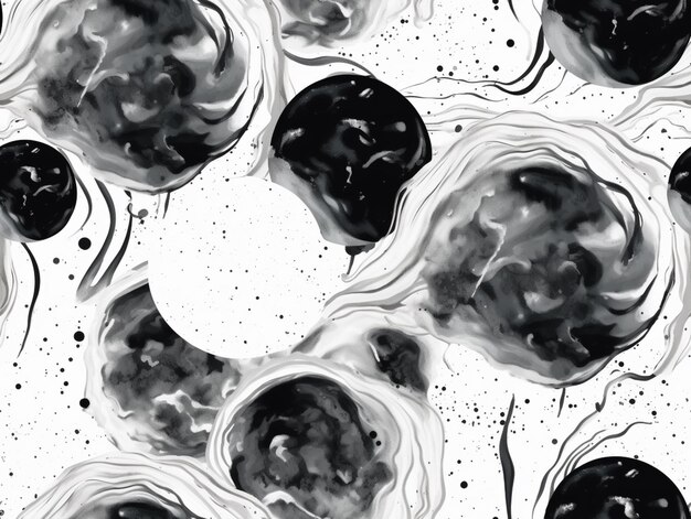 A close up of a black and white painting of a bunch of cherries generative ai