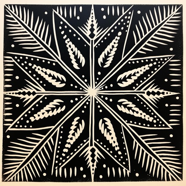 a close up of a black and white painting of a leaf generative ai