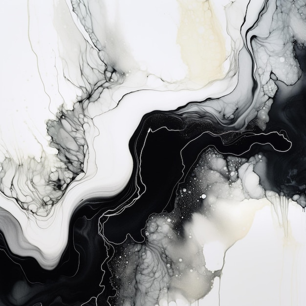 a close up of a black and white painting with a black and white background generative ai