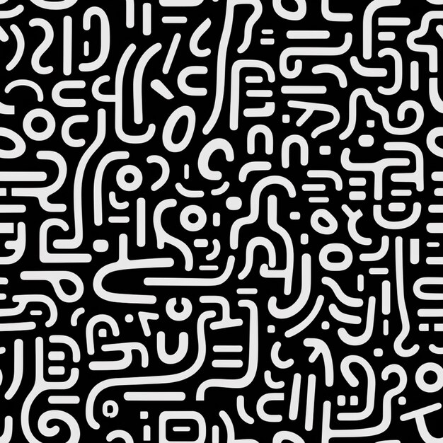 A close up of a black and white pattern with a lot of different shapes generative ai