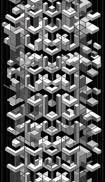 Photo a close up of a black and white photo of a bunch of cubes generative ai