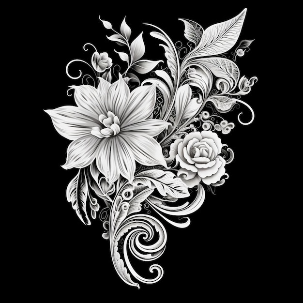 a close up of a black and white photo of a flower generative ai