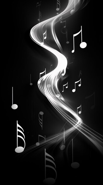 a close up of a black and white photo of music notes generative ai