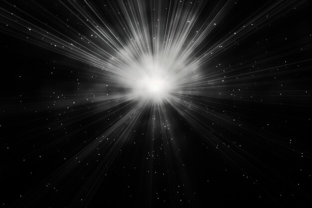 a close up of a black and white photo of a star burst generative ai