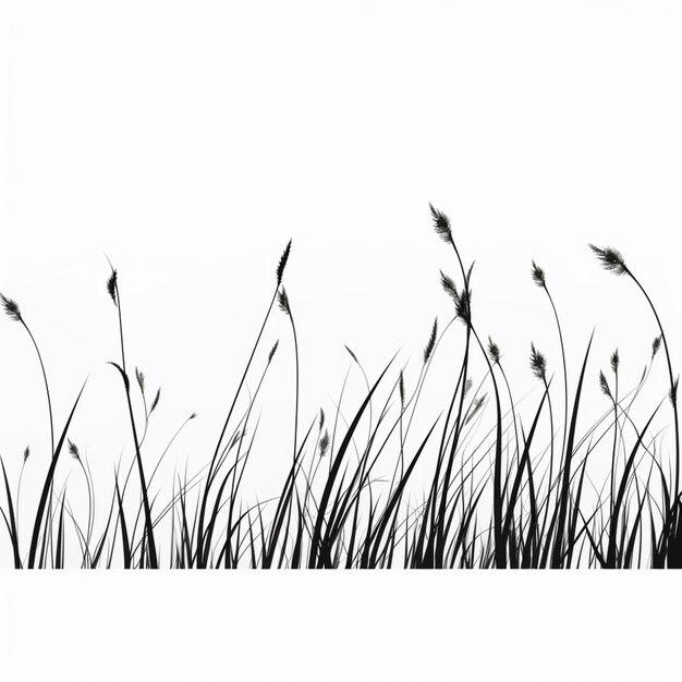 a close up of a black and white photo of tall grass generative ai