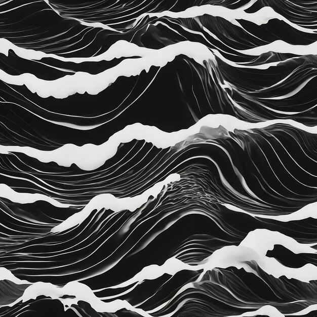 A close up of a black and white photo of a wave pattern generative ai