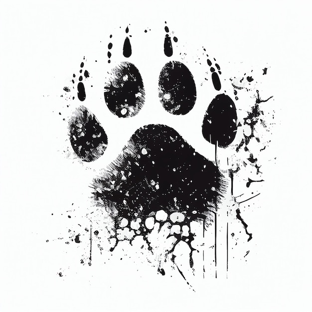 A close up of a black and white picture of a paw print generative ai