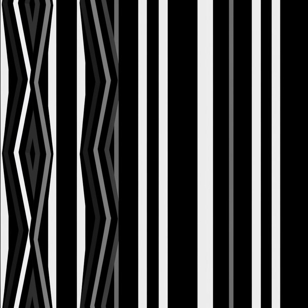 Photo a close up of a black and white striped wallpaper with a pattern generative ai