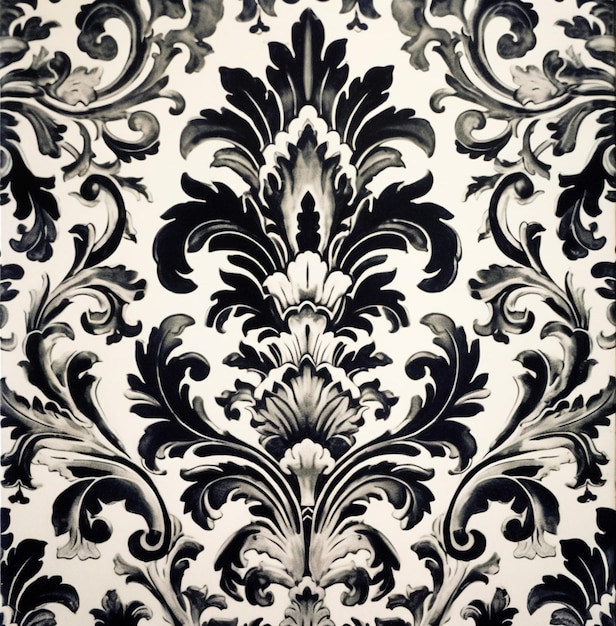 A close up of a black and white wallpaper with a pattern generative ai