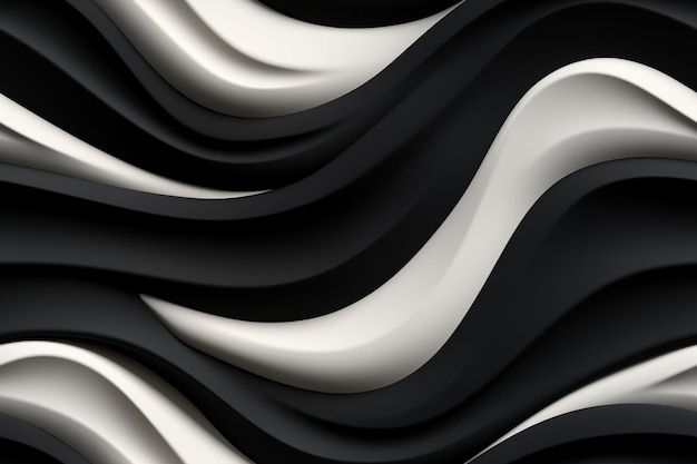 a close up of a black and white wavy background with a black and white wave generative ai