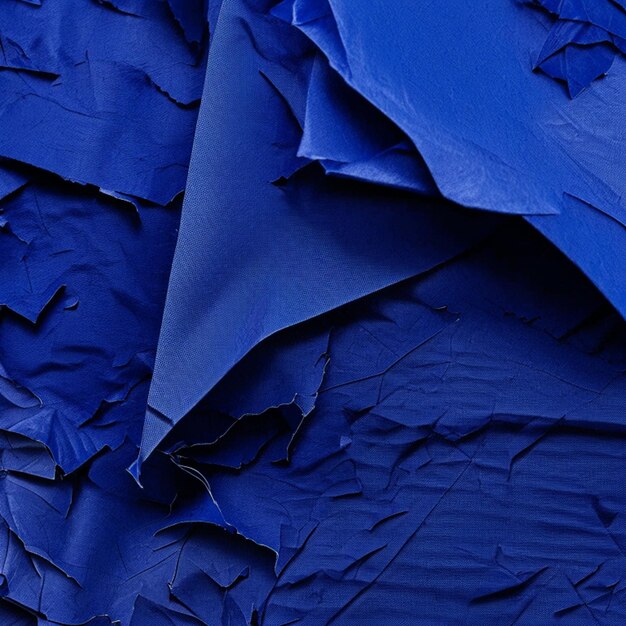 Close up of blank dark blue crumpled and creased paper