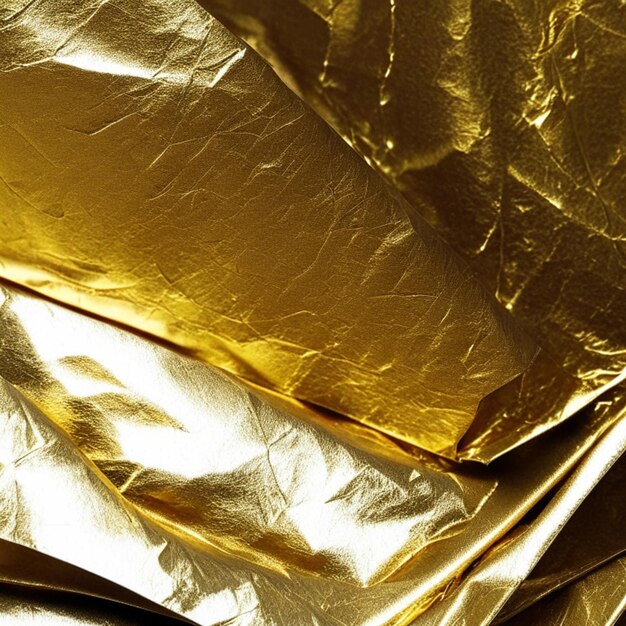 Close up of Blank dark golden crumpled and creased paper