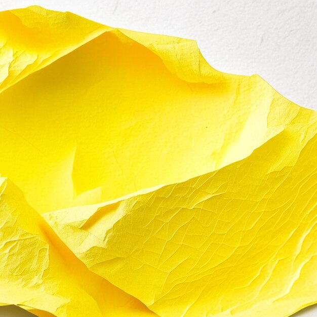 Close up of blank dark yellow crumpled and creased paper