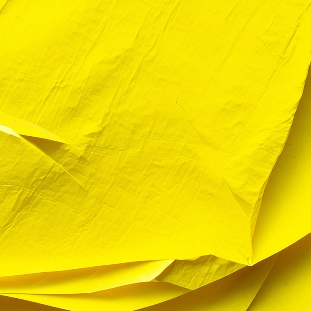 Close up of blank dark yellow crumpled and creased paper