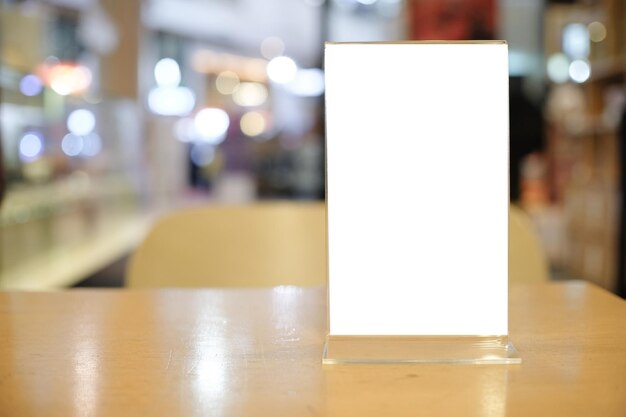 Close-up of blank menu on table at restaurant