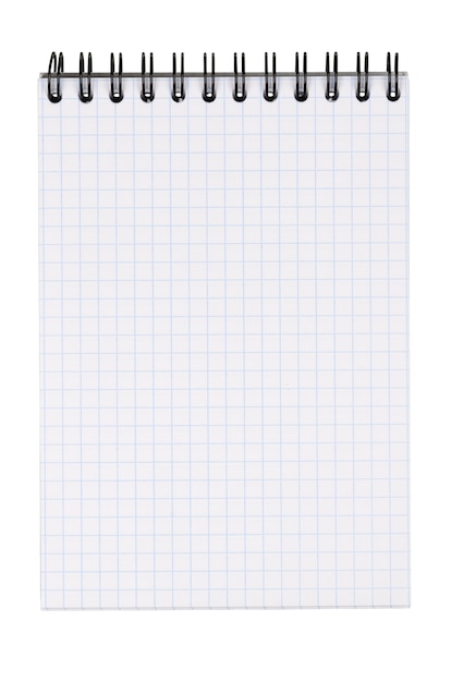 Close up of blank notepad isolated on white