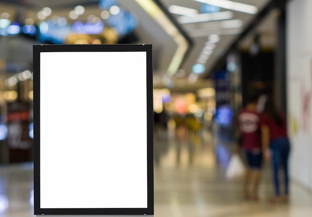 Photo close-up of blank sign in shopping mall