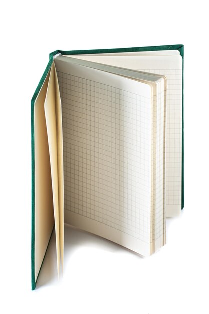 Close up of a blank velour fluffy notebook on white background with clipping path