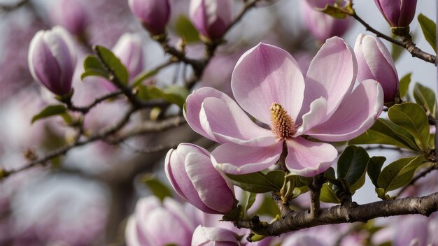 Photo close up of a blooming magnolia flower