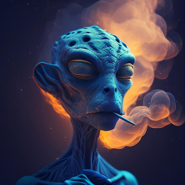 A close up of blue alien generative ai