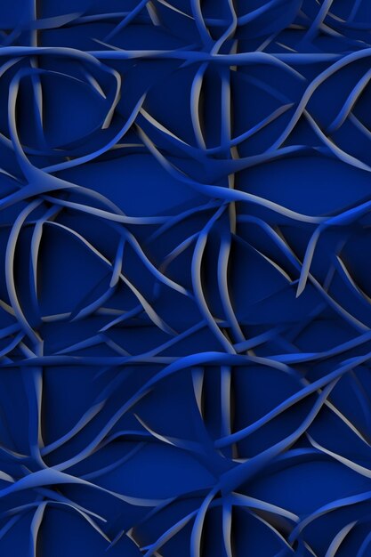 Крупный план синего фона с кучей изогнутых линий, генеративный ИИ