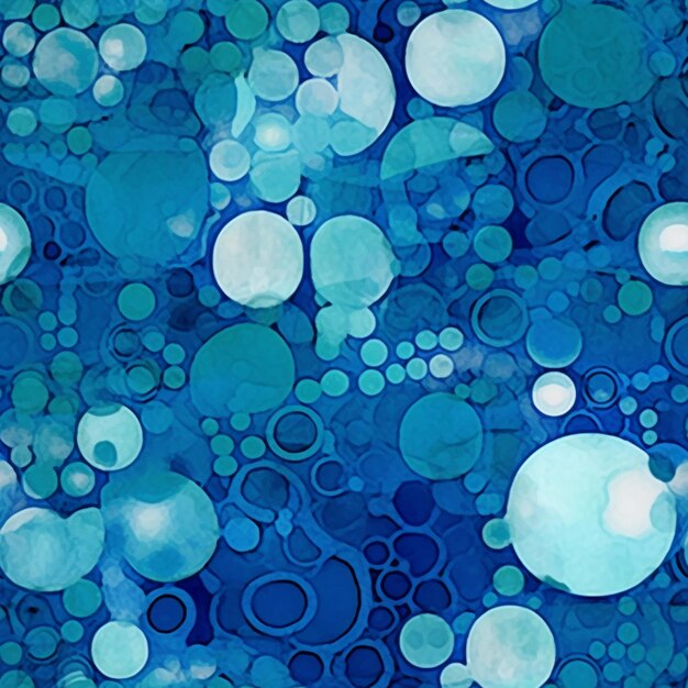 A close up of a blue background with circles and bubbles generative ai