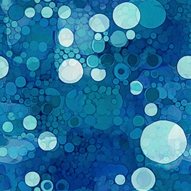 Крупный план синего фона с кругами и пузырьками, генерирующий искусственный интеллект
