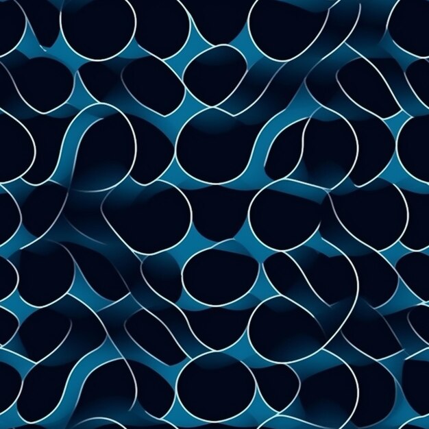 a close up of a blue background with a lot of black circles generative ai