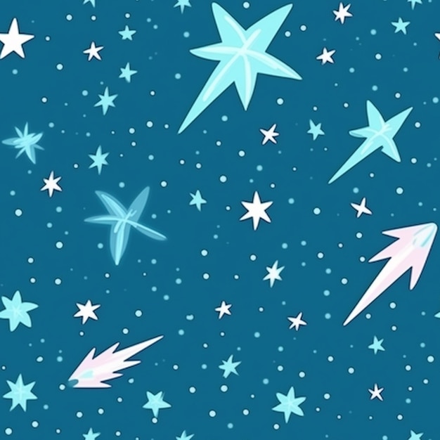 Крупный план синего фона со звездами и белой стрелкой, генерирующей ай