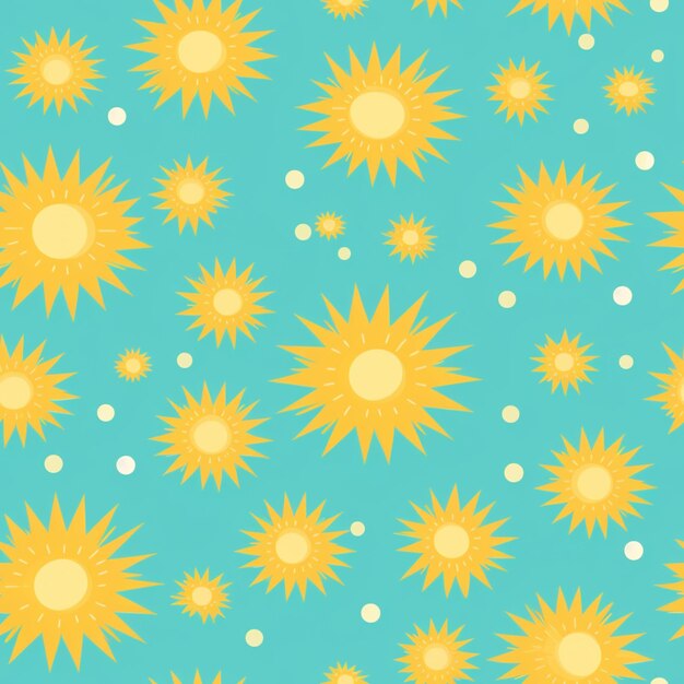 a close up of a blue background with yellow sunflowers generative ai