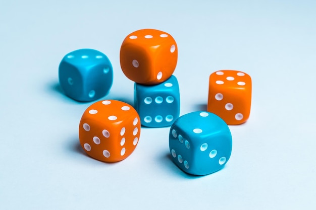 close-up of blue balls on table against white background