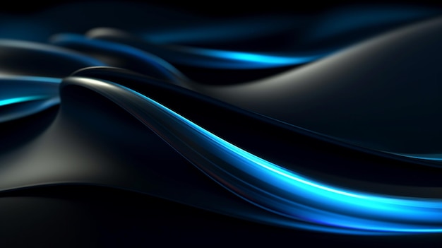 a close up of a blue and black abstract background with a curved design generative ai