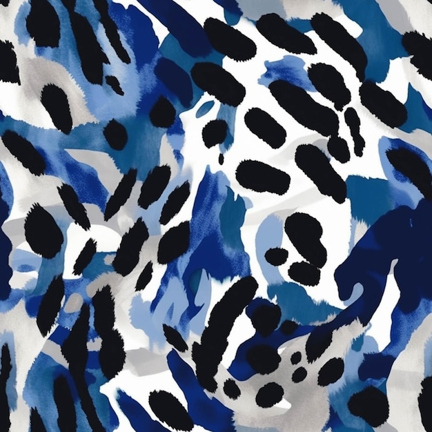 A close up of a blue and black animal print fabric generative ai