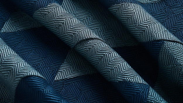 Photo a close up of a blue and black fabric with a pattern generative ai