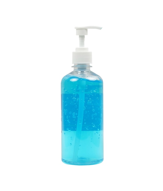 close-up of blue bottle against white background