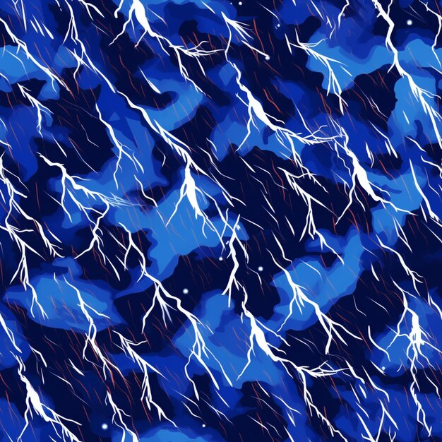 A close up of a blue camouflage pattern with lightnings generative ai