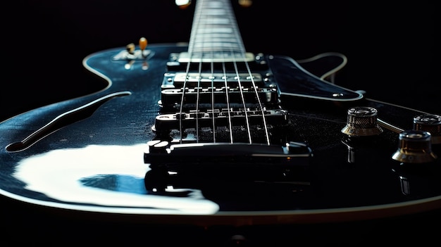 Close Up of Blue Electric Guitar