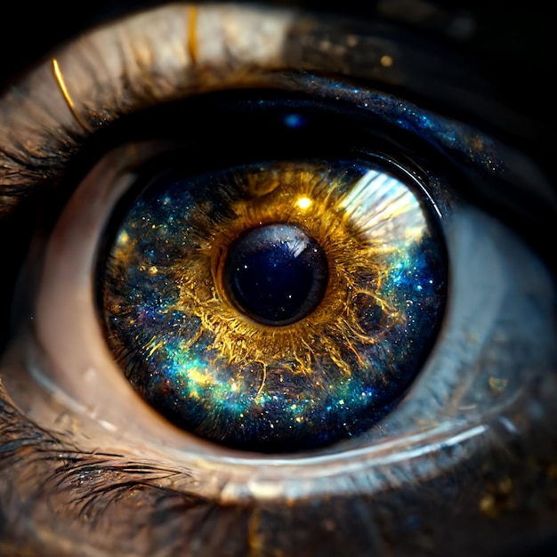 A close up of a blue eye