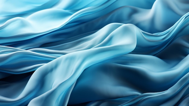 A close up of a blue fabric with a very large wave generative ai