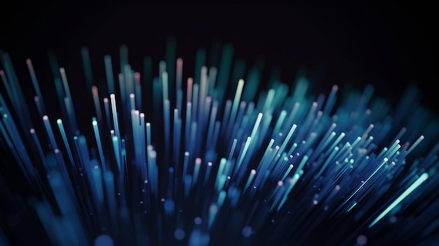 A close up of a blue fiber optic wire