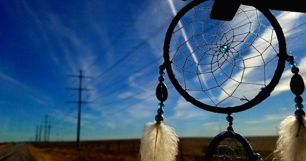 Foto prossimo piano del campo blu contro il cielo