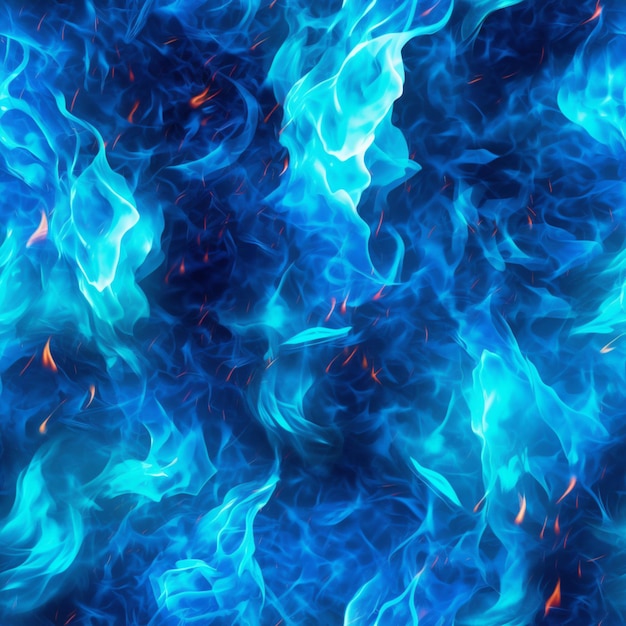 a close up of a blue fire with flames on it generative ai