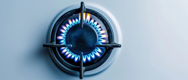 Close Up of Blue Flames on Gas Stove
