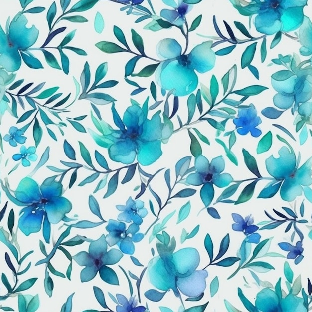 a close up of a blue flower pattern on a white background generative ai