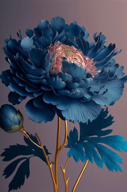 Close up of a blue flower in a vase generative ai