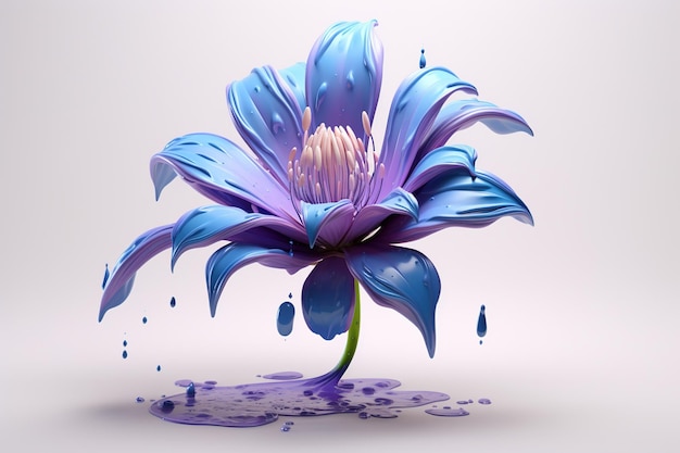 A close up of a blue flower with purple petals generative ai