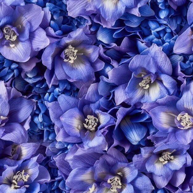 A close up of blue flowers with the word hydrangea on it